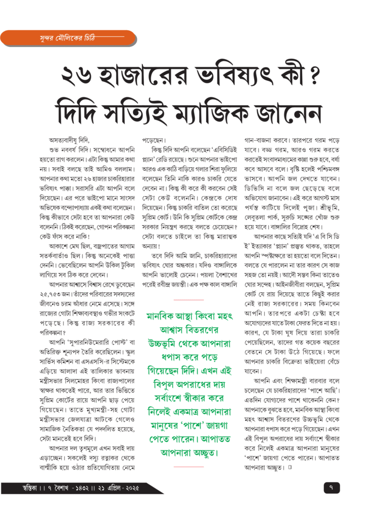 21st April সুন্দর মৌলিকের চিঠি