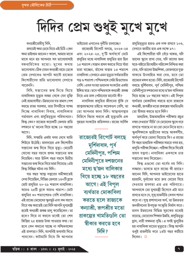 21 July সুন্দর মৌলিকের চিঠি